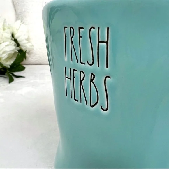❌SOLD❌ Rae Dunn NWT FRESH HERBS Rain Boots Planter Aqua Blue Green 6” Planter - Picture 5 of 16